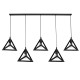 GloboStar® TRIANGLE 00608 Μοντέρνο Κρεμαστό Φωτιστικό Οροφής Πολύφωτο 5 x E27 Μαύρο Μεταλλικό Πλέγμα Μ170 x Π22 x Y130cm