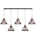GloboStar® TRIANGLE 00609 Μοντέρνο Κρεμαστό Φωτιστικό Οροφής Πολύφωτο 5 x E27 Χάλκινο Μεταλλικό Πλέγμα Μ170 x Π22 x Y130cm