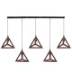 GloboStar® TRIANGLE 00609 Μοντέρνο Κρεμαστό Φωτιστικό Οροφής Πολύφωτο 5 x E27 Χάλκινο Μεταλλικό Πλέγμα Μ170 x Π22 x Y130cm