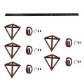 GloboStar® TRIANGLE 00609 Μοντέρνο Κρεμαστό Φωτιστικό Οροφής Πολύφωτο 5 x E27 Χάλκινο Μεταλλικό Πλέγμα Μ170 x Π22 x Y130cm