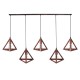 GloboStar® TRIANGLE 00609 Μοντέρνο Κρεμαστό Φωτιστικό Οροφής Πολύφωτο 5 x E27 Χάλκινο Μεταλλικό Πλέγμα Μ170 x Π22 x Y130cm