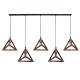 GloboStar® TRIANGLE 00609 Μοντέρνο Κρεμαστό Φωτιστικό Οροφής Πολύφωτο 5 x E27 Χάλκινο Μεταλλικό Πλέγμα Μ170 x Π22 x Y130cm