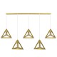 GloboStar® TRIANGLE 00610 Μοντέρνο Κρεμαστό Φωτιστικό Οροφής Πολύφωτο 5 x E27 Χρυσό Μεταλλικό Πλέγμα Μ170 x Π22 x Y130cm