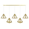 GloboStar® TRIANGLE 00610 Μοντέρνο Κρεμαστό Φωτιστικό Οροφής Πολύφωτο 5 x E27 Χρυσό Μεταλλικό Πλέγμα Μ170 x Π22 x Y130cm