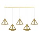 GloboStar® TRIANGLE 00610 Μοντέρνο Κρεμαστό Φωτιστικό Οροφής Πολύφωτο 5 x E27 Χρυσό Μεταλλικό Πλέγμα Μ170 x Π22 x Y130cm