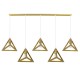 GloboStar® TRIANGLE 00610 Μοντέρνο Κρεμαστό Φωτιστικό Οροφής Πολύφωτο 5 x E27 Χρυσό Μεταλλικό Πλέγμα Μ170 x Π22 x Y130cm