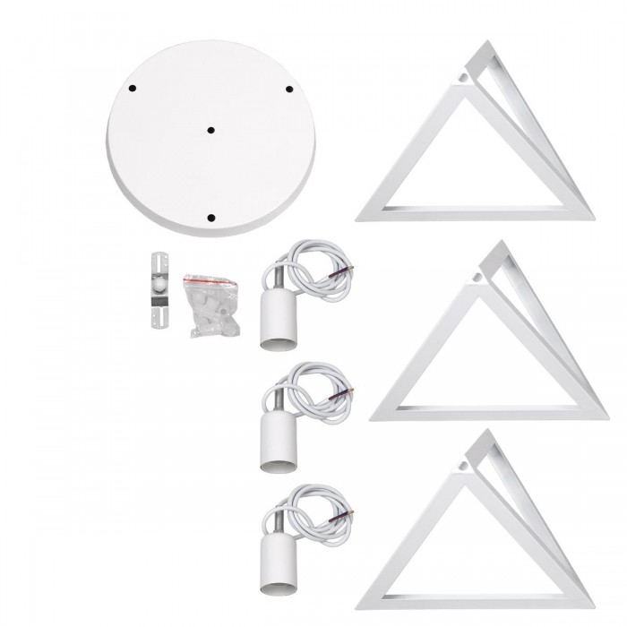 GloboStar® TRIANGLE 00617 Μοντέρνο Κρεμαστό Φωτιστικό Οροφής Τρίφωτο 3 x E27 Λευκό Μεταλλικό Πλέγμα Φ49 x Y130cm
