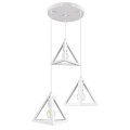 GloboStar® TRIANGLE 00617 Μοντέρνο Κρεμαστό Φωτιστικό Οροφής Τρίφωτο 3 x E27 Λευκό Μεταλλικό Πλέγμα Φ49 x Y130cm