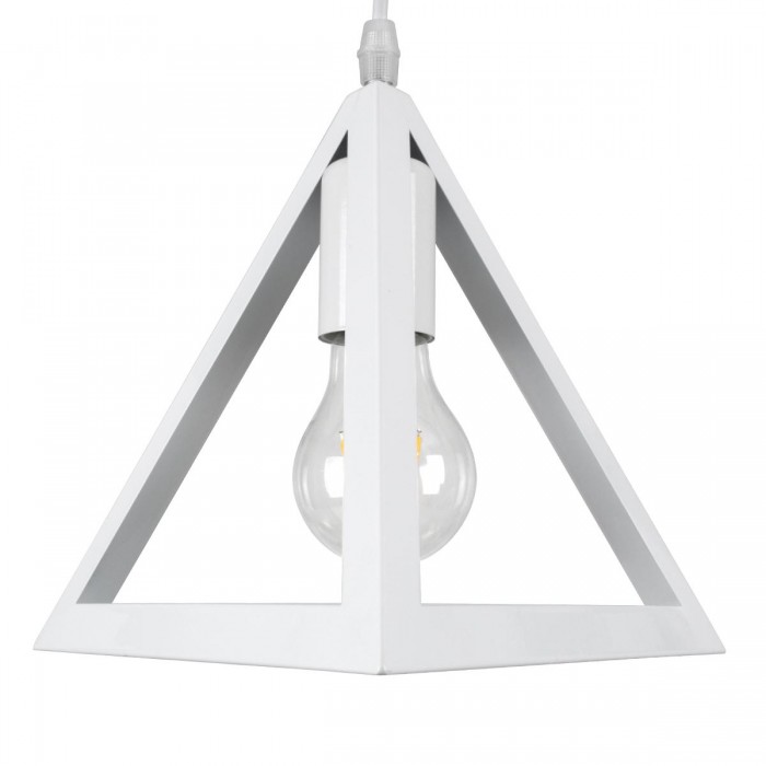 GloboStar® TRIANGLE 00617 Μοντέρνο Κρεμαστό Φωτιστικό Οροφής Τρίφωτο 3 x E27 Λευκό Μεταλλικό Πλέγμα Φ49 x Y130cm