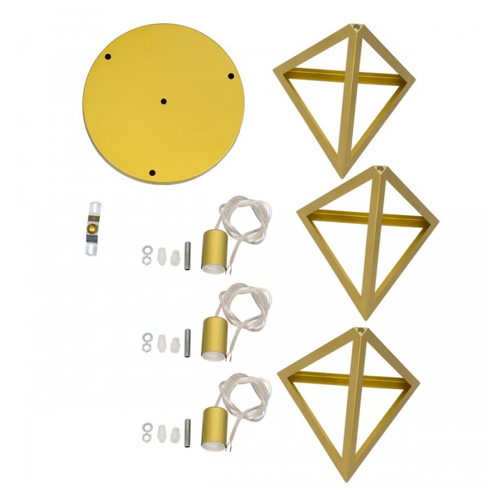 GloboStar® TRIANGLE 00620 Μοντέρνο Κρεμαστό Φωτιστικό Οροφής Τρίφωτο 3 x E27 Χρυσό Μεταλλικό Πλέγμα Φ49 x Y130cm GloboStar® TRIANGLE 00620 Μοντέρνο Κρεμαστό Φωτιστικό Οροφής Τρίφωτο 3 x E27 Χρυσό Μεταλλικό Πλέγμα Φ49 x Y130cm