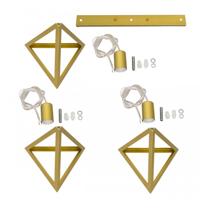 GloboStar® TRIANGLE 00625 Μοντέρνο Κρεμαστό Φωτιστικό Οροφής Τρίφωτο 3 x E27 Χρυσό Μεταλλικό Πλέγμα Μ70 x Π22 x Y130cm GloboStar® TRIANGLE 00625 Μοντέρνο Κρεμαστό Φωτιστικό Οροφής Τρίφωτο 3 x E27 Χρυσό Μεταλλικό Πλέγμα Μ70 x Π22 x Y130cm