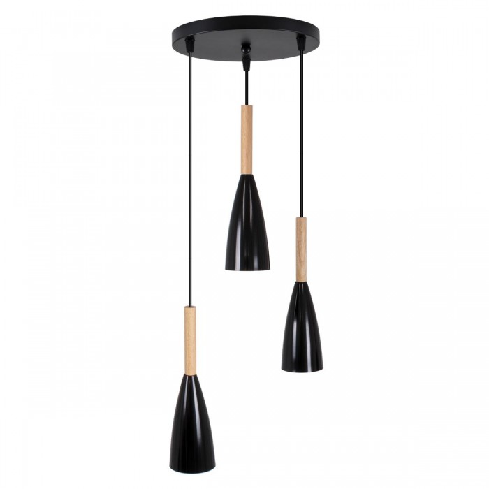 GloboStar® DILLON 00626 Μοντέρνο Κρεμαστό Φωτιστικό Οροφής Τρίφωτο 3 x E27 Μαύρο Μεταλλικό Καμπάνα Φ26 x Υ130cm