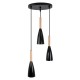 GloboStar® DILLON 00626 Μοντέρνο Κρεμαστό Φωτιστικό Οροφής Τρίφωτο 3 x E27 Μαύρο Μεταλλικό Καμπάνα Φ26 x Υ130cm