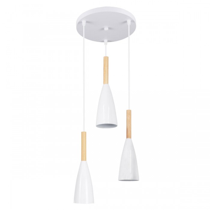 GloboStar® DILLON 00627 Μοντέρνο Κρεμαστό Φωτιστικό Οροφής Τρίφωτο 3 x E27 Λευκό Μεταλλικό Καμπάνα Φ26 x Υ130cm