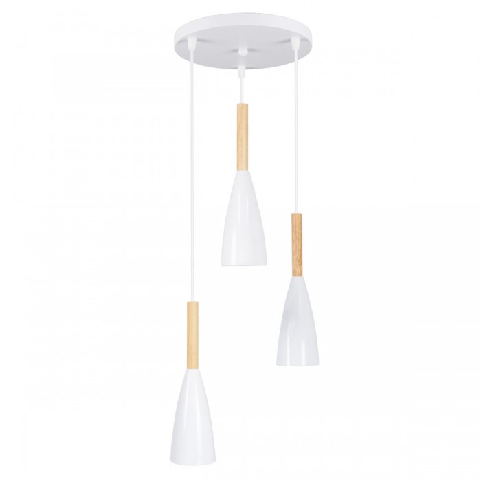 GloboStar® DILLON 00627 Μοντέρνο Κρεμαστό Φωτιστικό Οροφής Τρίφωτο 3 x E27 Λευκό Μεταλλικό Καμπάνα Φ26 x Υ130cm