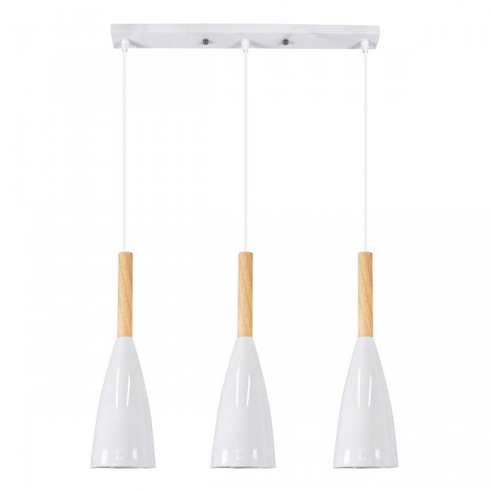 GloboStar® DILLON 00631 Μοντέρνο Κρεμαστό Φωτιστικό Οροφής Τρίφωτο 3 x E27 Λευκό Μεταλλικό Καμπάνα Μ54 x Π14 x Υ130cm