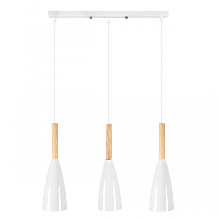 GloboStar® DILLON 00631 Μοντέρνο Κρεμαστό Φωτιστικό Οροφής Τρίφωτο 3 x E27 Λευκό Μεταλλικό Καμπάνα Μ54 x Π14 x Υ130cm
