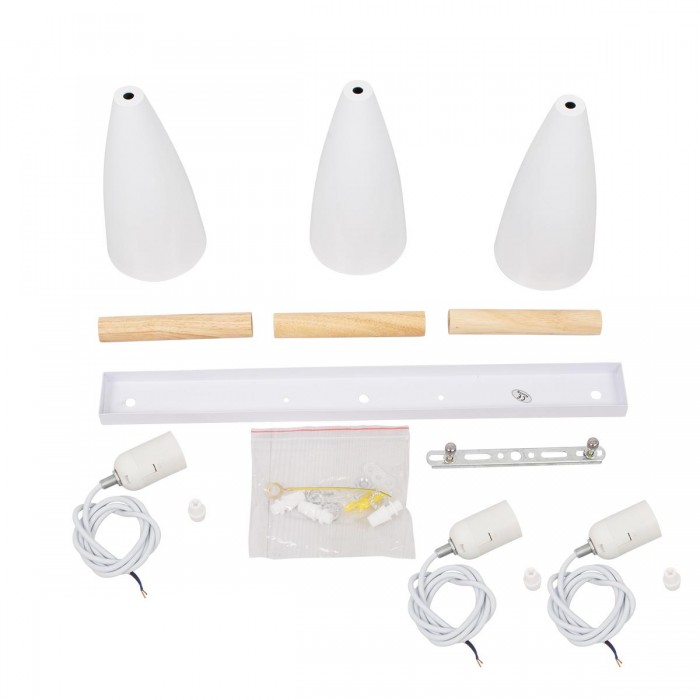 GloboStar® DILLON 00631 Μοντέρνο Κρεμαστό Φωτιστικό Οροφής Τρίφωτο 3 x E27 Λευκό Μεταλλικό Καμπάνα Μ54 x Π14 x Υ130cm