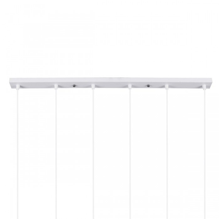 GloboStar® DILLON 00633 Μοντέρνο Κρεμαστό Φωτιστικό Οροφής Πολύφωτο 6 x E27 Λευκό Μεταλλικό Καμπάνα Μ84 x Π14 x Υ130cm