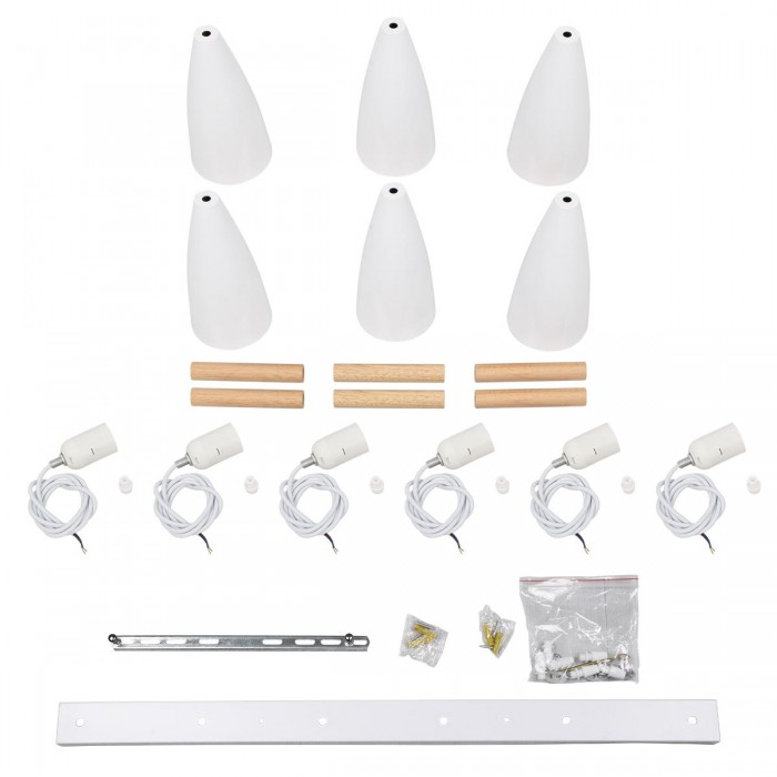 GloboStar® DILLON 00633 Μοντέρνο Κρεμαστό Φωτιστικό Οροφής Πολύφωτο 6 x E27 Λευκό Μεταλλικό Καμπάνα Μ84 x Π14 x Υ130cm