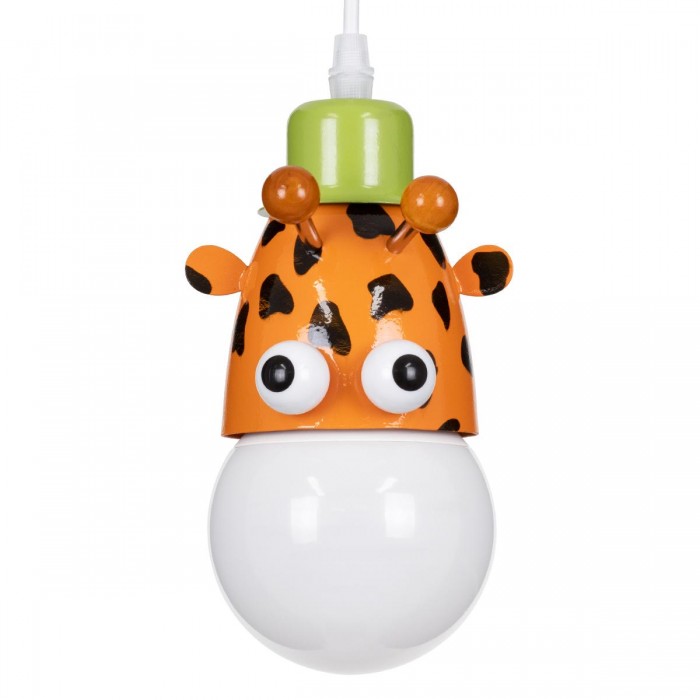 GloboStar® GIRAFFE 00638 Μοντέρνο Κρεμαστό Παιδικό Φωτιστικό Οροφής Μονόφωτο 1 x E27 Λευκό Πράσινο Πορτοκαλί Μαύρο Μεταλλικό Μ12 x Π10.5 x Υ13.5cm
