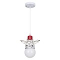 GloboStar® ZEBRA 00639 Μοντέρνο Κρεμαστό Παιδικό Φωτιστικό Οροφής Μονόφωτο 1 x E27 Λευκό Μαύρο Μεταλλικό Μ19 x Π10.5 x Υ13.5cm
