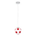 GloboStar® FOOTBALL 00642 Μοντέρνο Κρεμαστό Παιδικό Φωτιστικό Οροφής Μονόφωτο 1 x E27 Κόκκινο Λευκό Γυάλινο Φ15 x Υ18cm