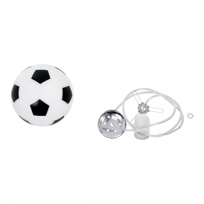 GloboStar® FOOTBALL 00643 Μοντέρνο Κρεμαστό Παιδικό Φωτιστικό Οροφής Μονόφωτο 1 x E27 Μαύρο Λευκό Γυάλινο Φ15 x Υ18cm