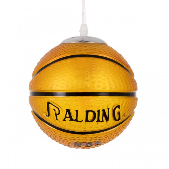 GloboStar® SPALDING NBA 00645 Μοντέρνο Κρεμαστό Παιδικό Φωτιστικό Οροφής Μονόφωτο 1 x E27 Πορτοκαλί Γυάλινο Φ18 x Υ18cm
