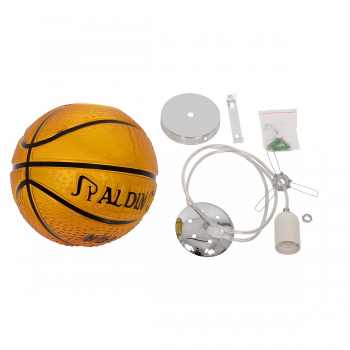 GloboStar® SPALDING NBA 00645 Μοντέρνο Κρεμαστό Παιδικό Φωτιστικό Οροφής Μονόφωτο 1 x E27 Πορτοκαλί Γυάλινο Φ18 x Υ18cm