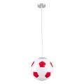 GloboStar® FOOTBALL 00646 Μοντέρνο Κρεμαστό Παιδικό Φωτιστικό Οροφής Μονόφωτο 1 x E27 Κόκκινο Λευκό Γυάλινο Φ25 x Υ25cm