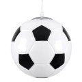 GloboStar® FOOTBALL 00647 Μοντέρνο Κρεμαστό Παιδικό Φωτιστικό Οροφής Μονόφωτο 1 x E27 Μαύρο Λευκό Γυάλινο Φ25 x Υ25cm