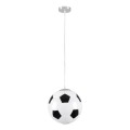 GloboStar® FOOTBALL 00647 Μοντέρνο Κρεμαστό Παιδικό Φωτιστικό Οροφής Μονόφωτο 1 x E27 Μαύρο Λευκό Γυάλινο Φ25 x Υ25cm