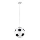 GloboStar® FOOTBALL 00647 Μοντέρνο Κρεμαστό Παιδικό Φωτιστικό Οροφής Μονόφωτο 1 x E27 Μαύρο Λευκό Γυάλινο Φ25 x Υ25cm