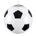 GloboStar® FOOTBALL 00647 Μοντέρνο Κρεμαστό Παιδικό Φωτιστικό Οροφής Μονόφωτο 1 x E27 Μαύρο Λευκό Γυάλινο Φ25 x Υ25cm