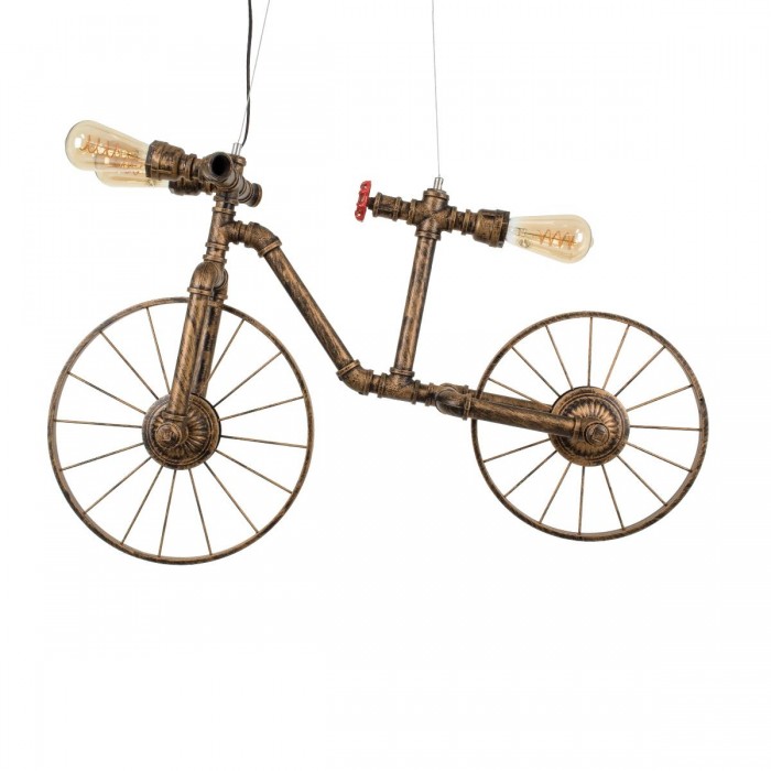 GloboStar® SWIFTWALKER 00660 Vintage Industrial Κρεμαστό Φωτιστικό Οροφής Τρίφωτο 3 x E27 Μπρούτζινο Μεταλλικό Πλέγμα Μ85 x Π29.5 x Υ55cm