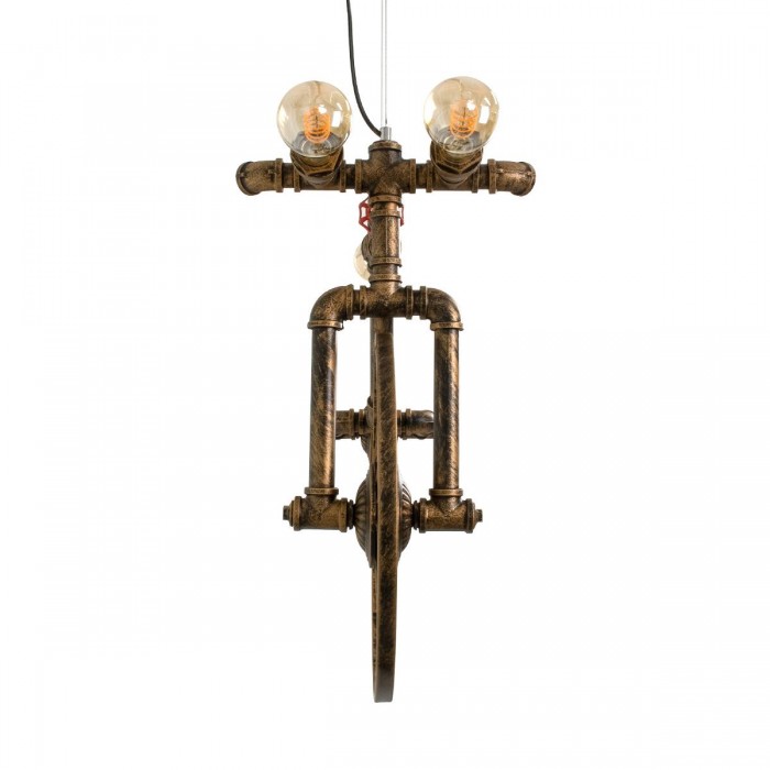 GloboStar® SWIFTWALKER 00660 Vintage Industrial Κρεμαστό Φωτιστικό Οροφής Τρίφωτο 3 x E27 Μπρούτζινο Μεταλλικό Πλέγμα Μ85 x Π29.5 x Υ55cm