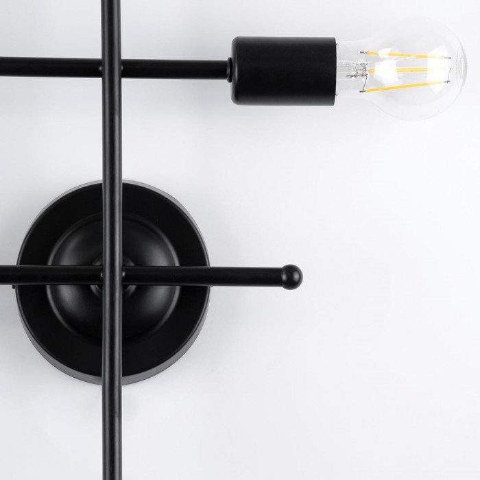 GloboStar® PIPING 00661 Vintage Industrial Επιτοίχιο Φωτιστικό Πολύφωτο Μαύρο Μεταλλικό Πλέγμα Μ40.5 x Π9.5 x Υ52cm