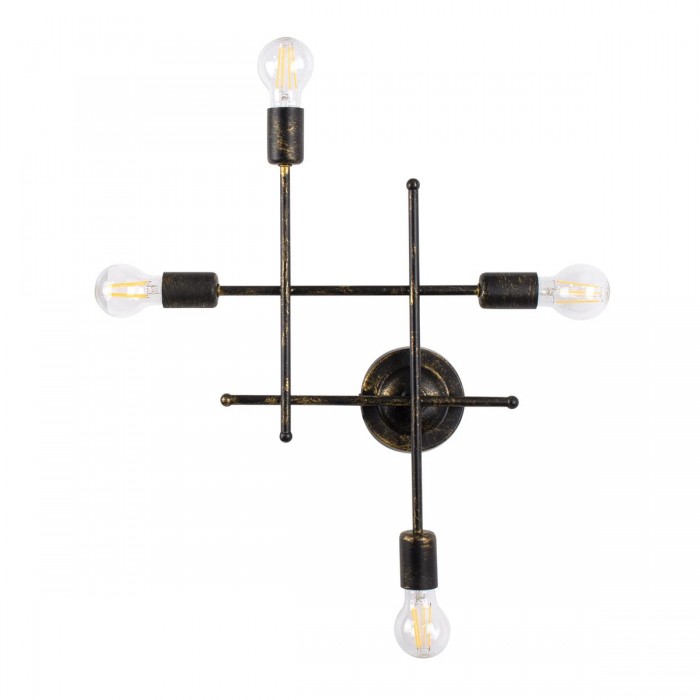 GloboStar® PIPING 00663 Vintage Industrial Επιτοίχιο Φωτιστικό Πολύφωτο Μπρούτζινο Μεταλλικό Πλέγμα Μ40.5 x Π9.5 x Υ52cm