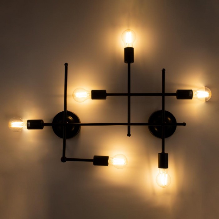 GloboStar® PIPING 00664 Vintage Industrial Επιτοίχιο Φωτιστικό Πολύφωτο Μαύρο Μεταλλικό Πλέγμα Μ66 x Π9.5 x Υ49cm GloboStar® PIPING 00664 Vintage Industrial Επιτοίχιο Φωτιστικό Πολύφωτο Μαύρο Μεταλλικό Πλέγμα Μ66 x Π9.5 x Υ49cm