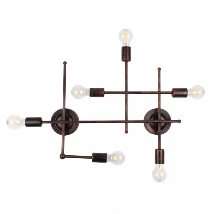 GloboStar® PIPING 00665 Vintage Industrial Επιτοίχιο Φωτιστικό Πολύφωτο Χάλκινο Μεταλλικό Πλέγμα Μ66 x Π9.5 x Υ49cm GloboStar® PIPING 00665 Vintage Industrial Επιτοίχιο Φωτιστικό Πολύφωτο Χάλκινο Μεταλλικό Πλέγμα Μ66 x Π9.5 x Υ49cm