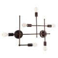 GloboStar® PIPING 00665 Vintage Industrial Επιτοίχιο Φωτιστικό Πολύφωτο Χάλκινο Μεταλλικό Πλέγμα Μ66 x Π9.5 x Υ49cm