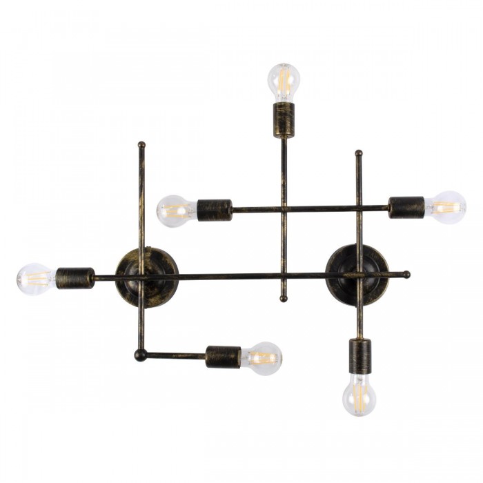 GloboStar® PIPING 00666 Vintage Industrial Επιτοίχιο Φωτιστικό Πολύφωτο Μπρούτζινο Μεταλλικό Πλέγμα Μ66 x Π9.5 x Υ49cm GloboStar® PIPING 00666 Vintage Industrial Επιτοίχιο Φωτιστικό Πολύφωτο Μπρούτζινο Μεταλλικό Πλέγμα Μ66 x Π9.5 x Υ49cm