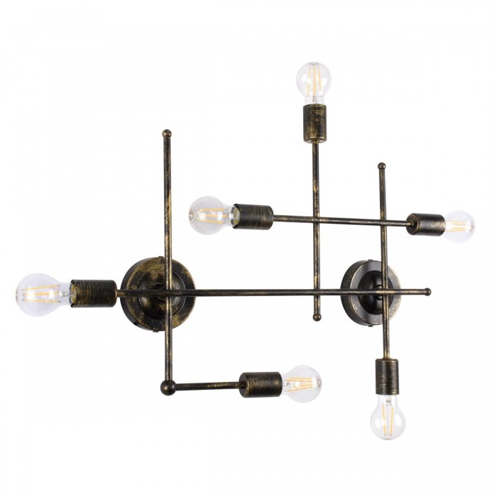 GloboStar® PIPING 00666 Vintage Industrial Επιτοίχιο Φωτιστικό Πολύφωτο Μπρούτζινο Μεταλλικό Πλέγμα Μ66 x Π9.5 x Υ49cm GloboStar® PIPING 00666 Vintage Industrial Επιτοίχιο Φωτιστικό Πολύφωτο Μπρούτζινο Μεταλλικό Πλέγμα Μ66 x Π9.5 x Υ49cm