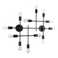 GloboStar® PIPING 00667 Vintage Industrial Επιτοίχιο Φωτιστικό Πολύφωτο Μαύρο Μεταλλικό Πλέγμα Μ78.5 x Π9.5 x Υ64cm