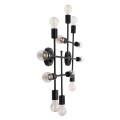 GloboStar® PIPING 00667 Vintage Industrial Επιτοίχιο Φωτιστικό Πολύφωτο Μαύρο Μεταλλικό Πλέγμα Μ78.5 x Π9.5 x Υ64cm