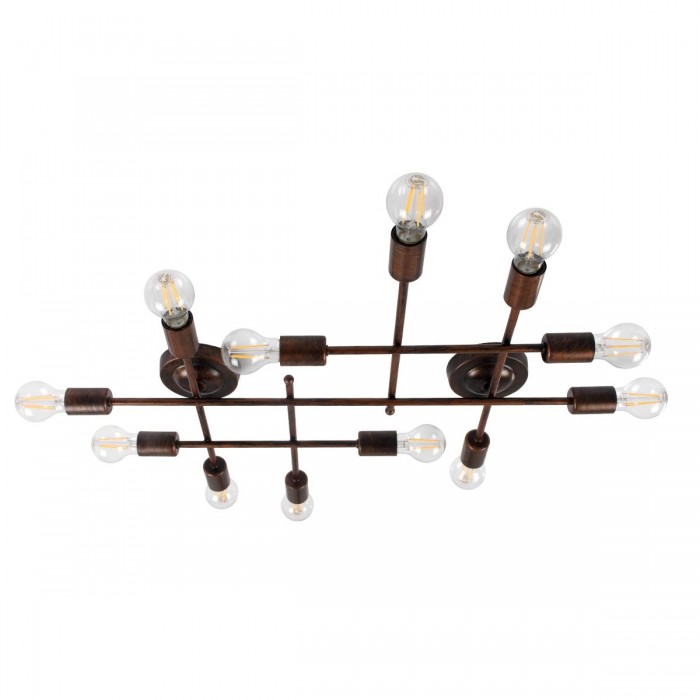 GloboStar® PIPING 00668-1 Vintage Industrial Φωτιστικό Οροφής Πολύφωτο Χάλκινο Μεταλλικό Πλέγμα Μ78.5 x Π9.5 x Υ64cm