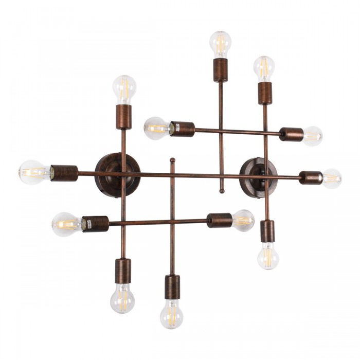 GloboStar® PIPING 00668-1 Vintage Industrial Φωτιστικό Οροφής Πολύφωτο Χάλκινο Μεταλλικό Πλέγμα Μ78.5 x Π9.5 x Υ64cm