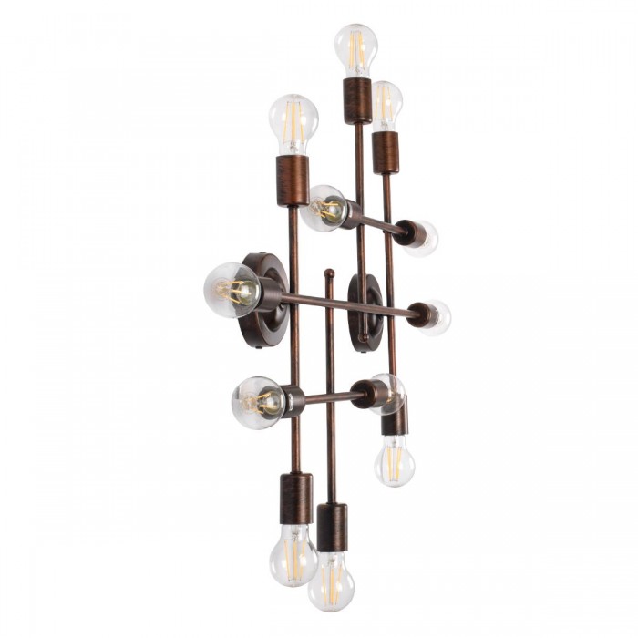 GloboStar® PIPING 00668-1 Vintage Industrial Φωτιστικό Οροφής Πολύφωτο Χάλκινο Μεταλλικό Πλέγμα Μ78.5 x Π9.5 x Υ64cm