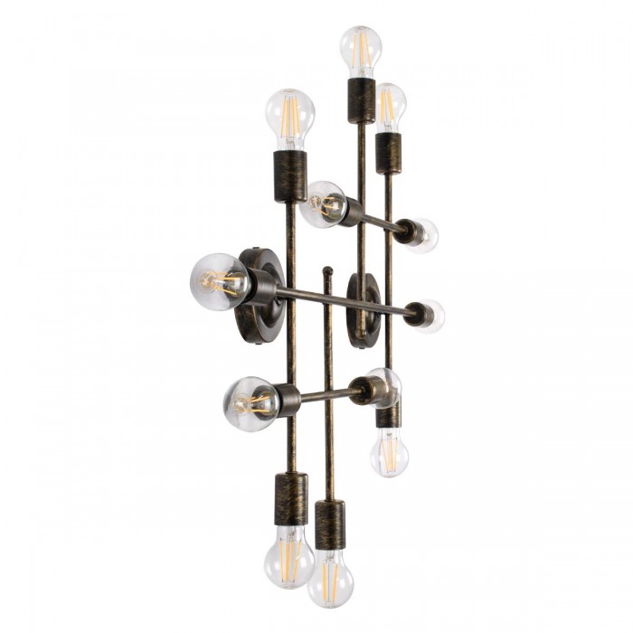 GloboStar® PIPING 00669 Vintage Industrial Επιτοίχιο Φωτιστικό Πολύφωτο Μπρούτζινο Μεταλλικό Πλέγμα Μ78.5 x Π9.5 x Υ64cm